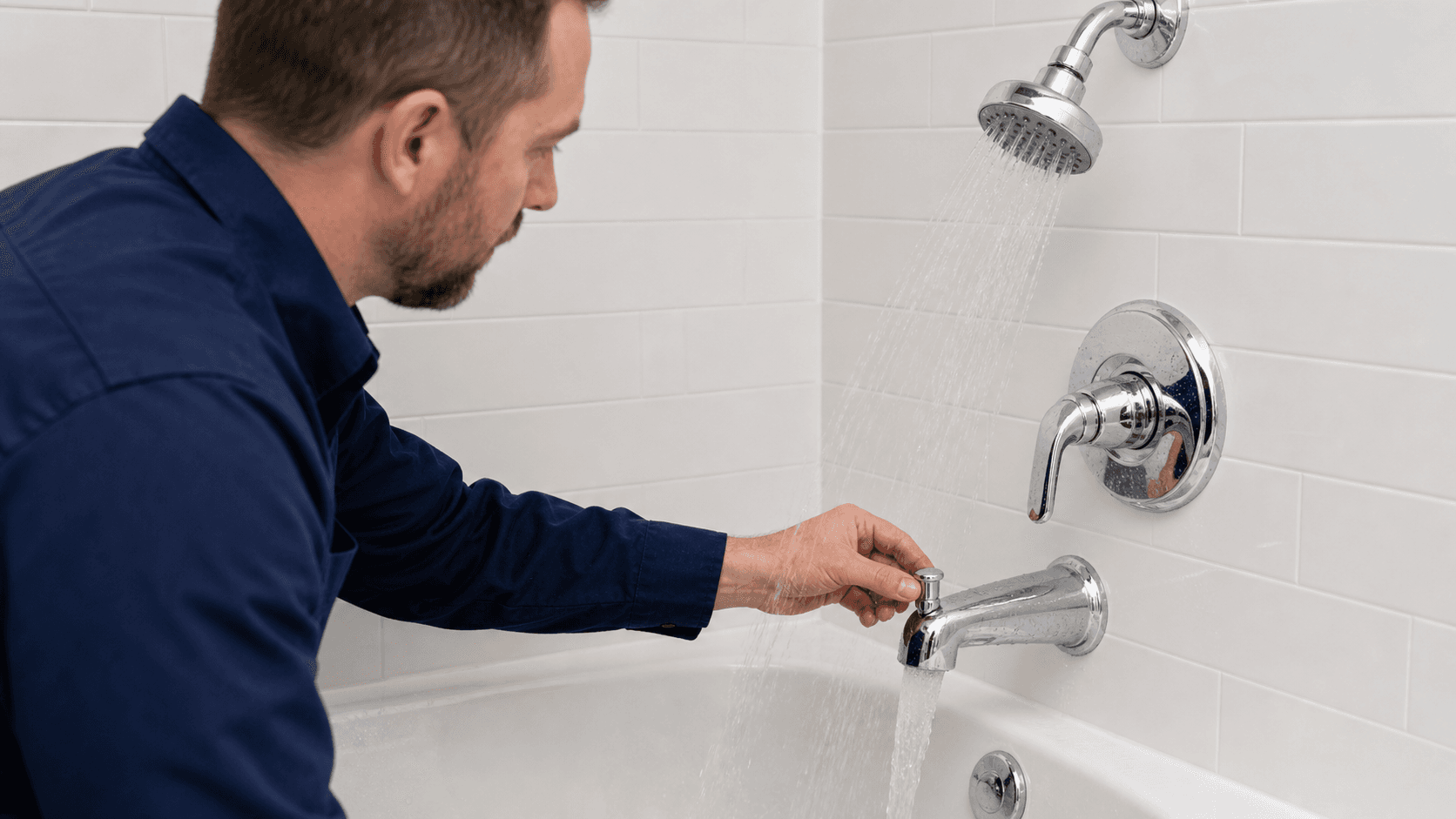 Water splitting between a tub spout and showerhead because the diverter is not sealing
